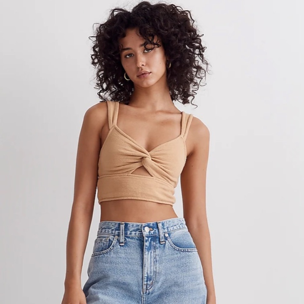 Madewell Cutout Knot-Front Crop Tank Top
